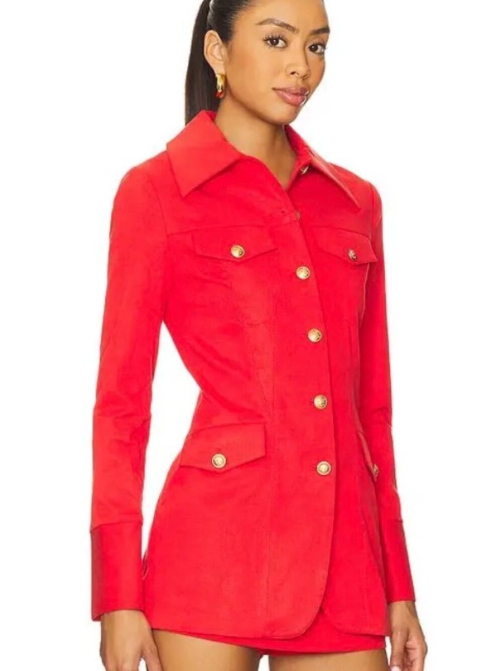 NWT Alice + Olivia Ruby Red "Dorothie" Military Jacket. Size 0
